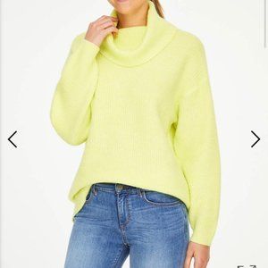LOFT Lounge Neon Yellow Cowl Neck Tunic Sweater